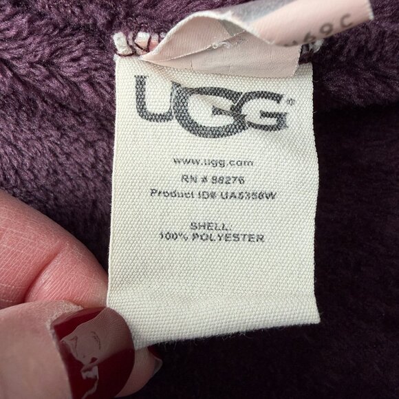 UGG Miranda Plush Belted Short Hooded Robe Port Purple XS - Picture 14 of 14